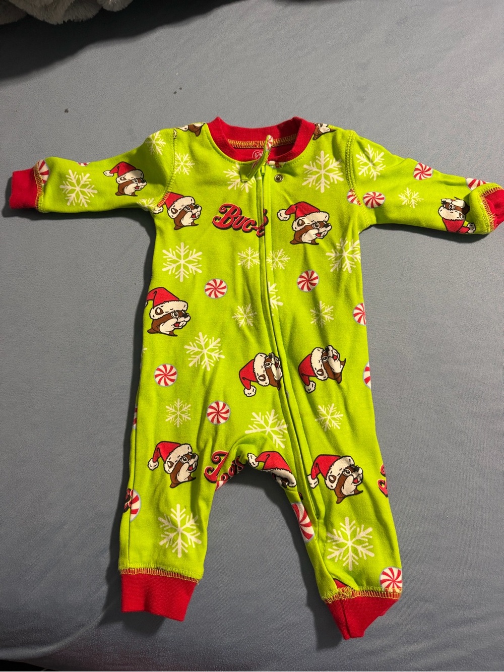 Kids Lime Green Holiday Puppy Print One-Piece Pajama